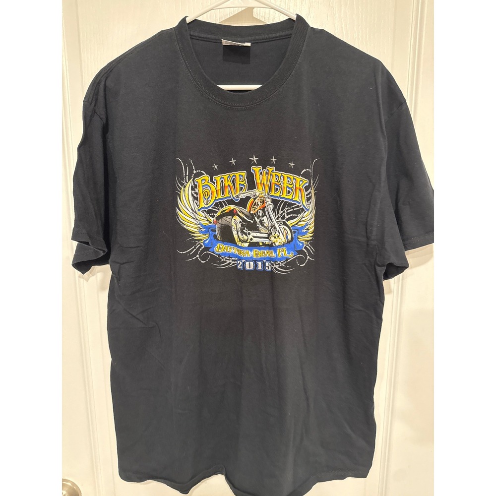 Daytona Beach Bike Week 2015 74th Anniversary T-Shirt Mens XL Black Motorcycle